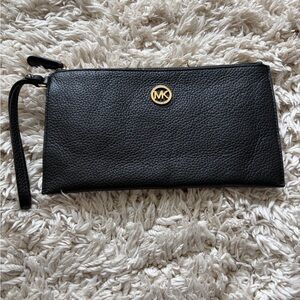Michael Kors Black Pebbled Leather Wristlet
